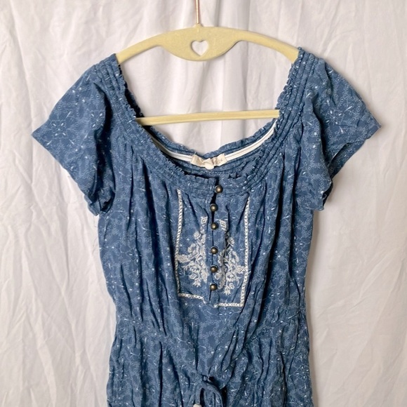 Rewind: Denim Blue Floral Romper- M - Picture 13 of 15